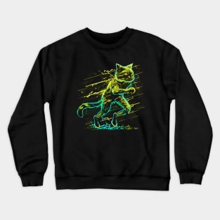 Sprinting Running Cat Crewneck Sweatshirt